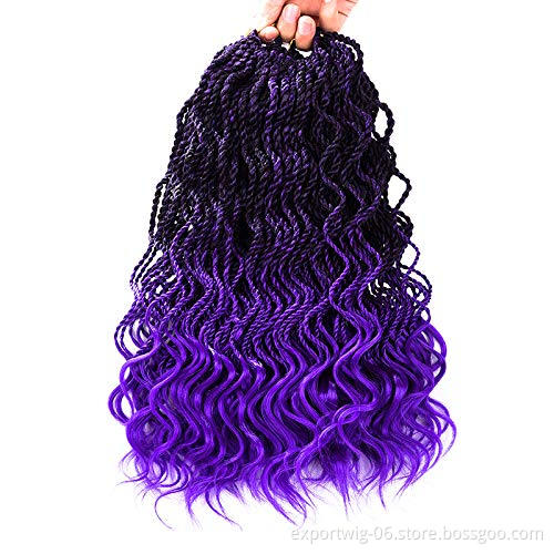 Wholesale Curly Twist Crochet Hair Wavy Senegalese Twist Braiding Hair Solid And Mix Color Synthetic Fiber Hair Extensions